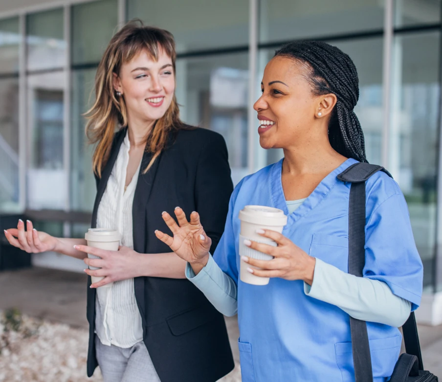 Nurse and recruiter talking